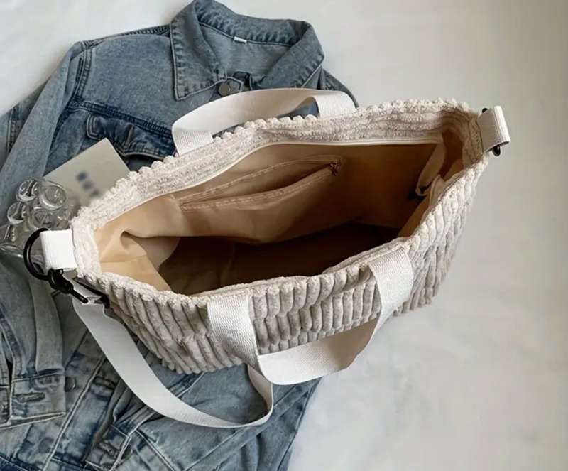 Corduroy tote bag - black