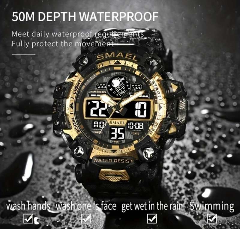 Smael duel display waterproof sport watch