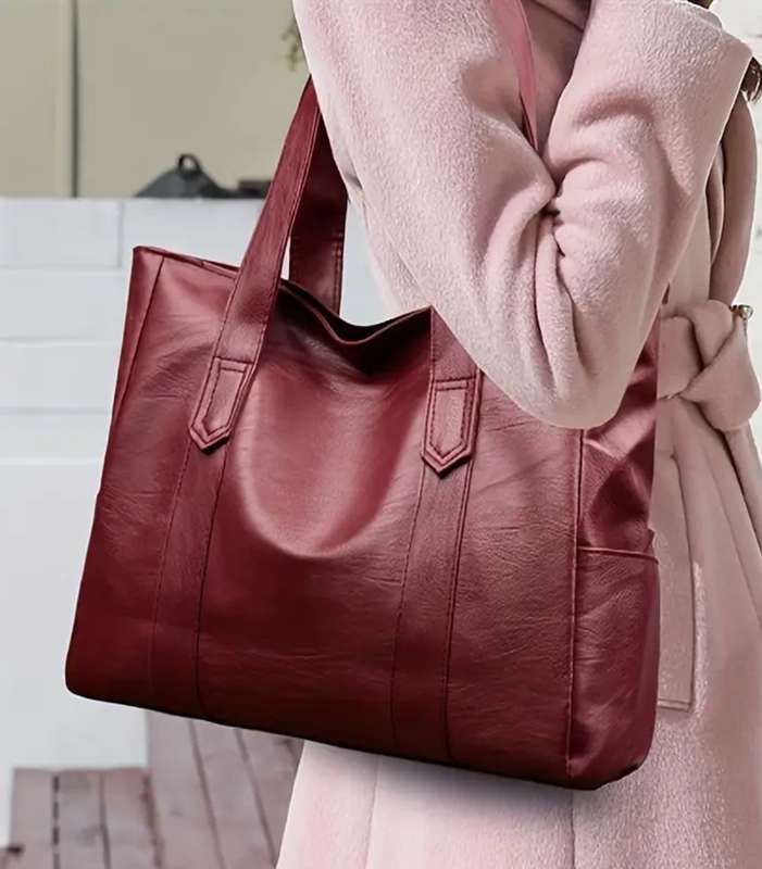 PU leather Red tote bag