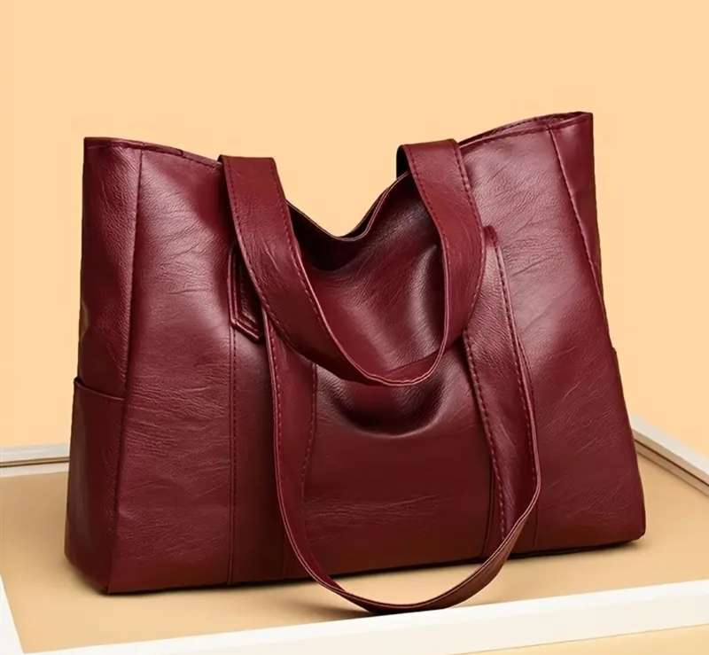 PU leather Red tote bag