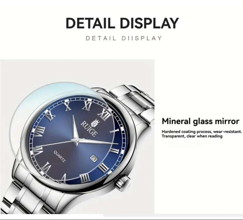 Branded Ruige full stainless steel Quarts watch