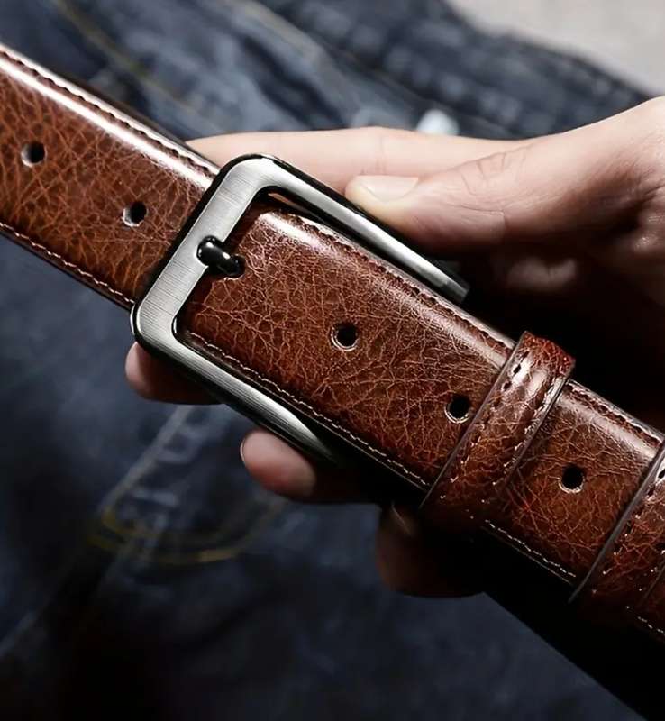Genuine cowhide leather belt - brown 120cm