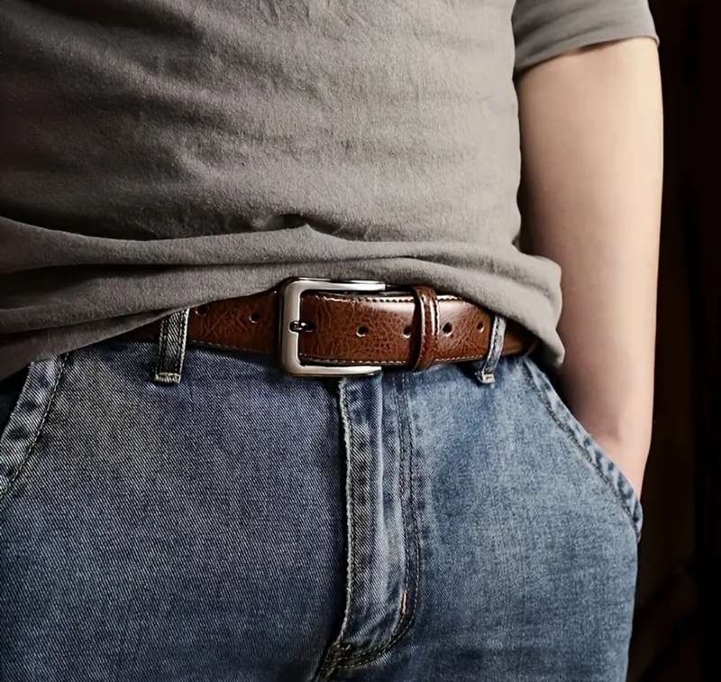Genuine cowhide leather belt - brown 120cm
