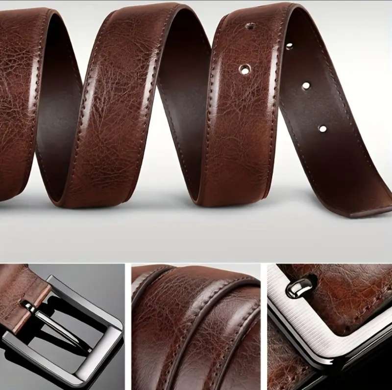Genuine cowhide leather belt - brown 120cm