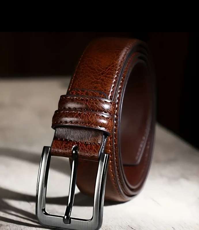Genuine cowhide leather belt - brown 120cm