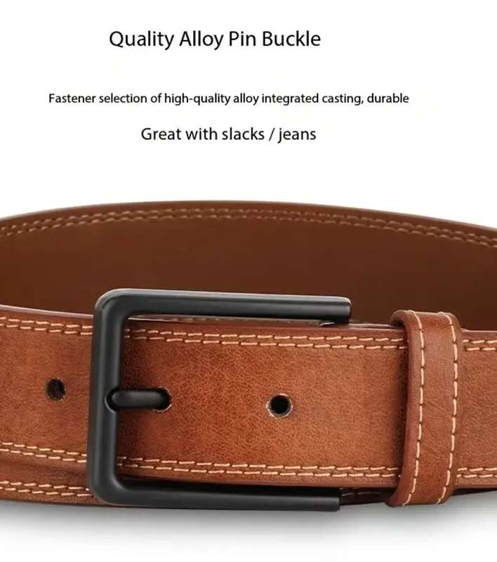 Light brown unisex genuine leather belt