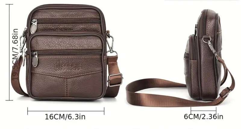 Genuine Leather cross body or shoulder bag - black