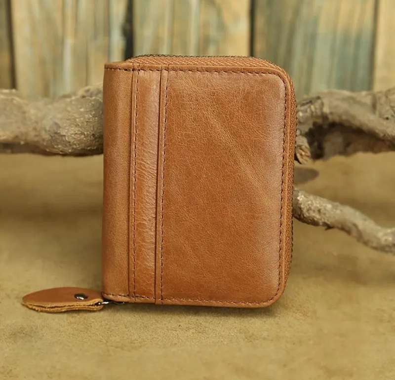 RFID Genuine leather small unisex wallet