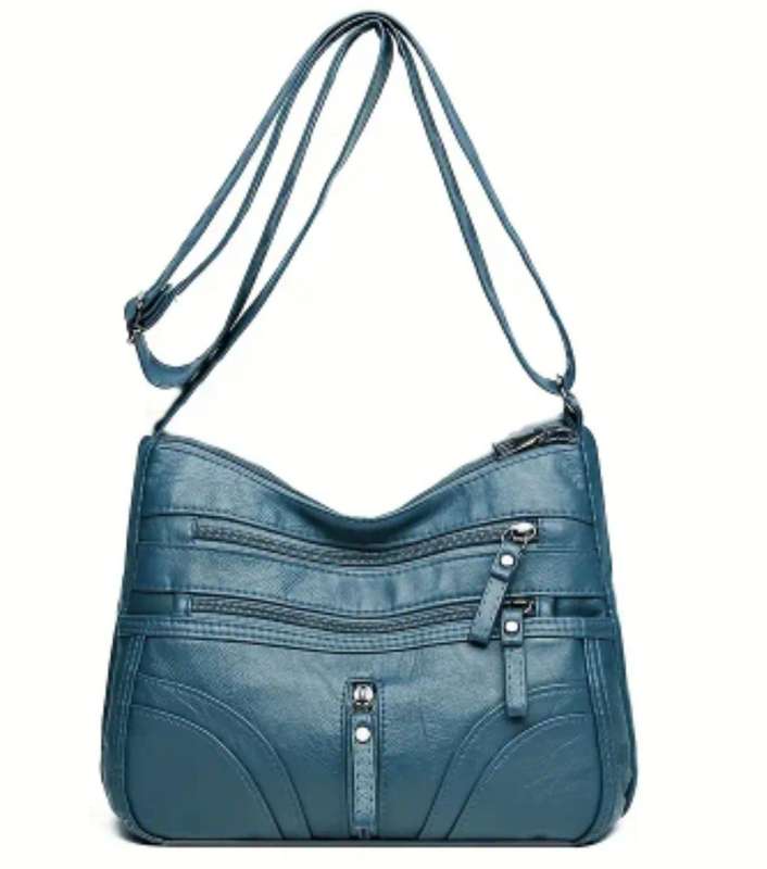 Soft synthetic leather shoulder sling handbag