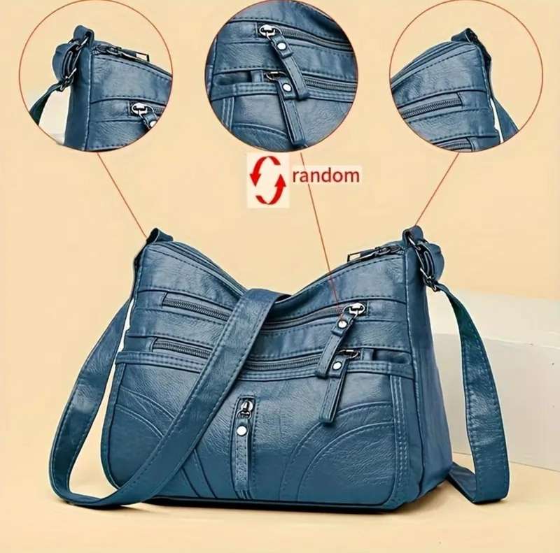 Soft synthetic leather shoulder sling handbag