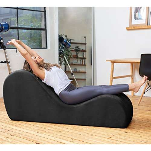 Black Tantric Yoga Ergonomic Lounger  Sculpted for Intimacy, Comfort & Relaxation
