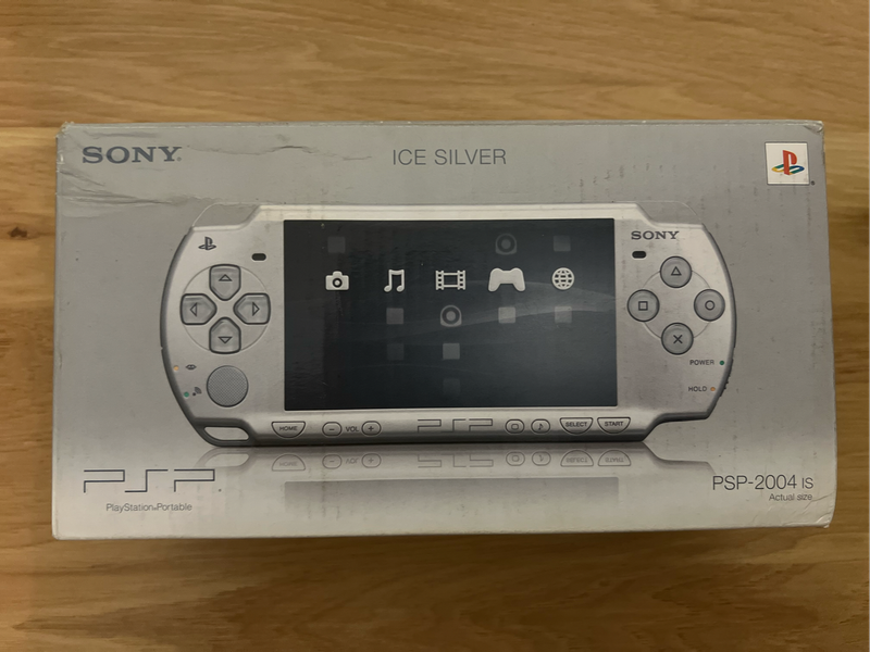 Sony PSP 2004 Slim & Lite  Ice Silver  Complete in Box + 50 Games