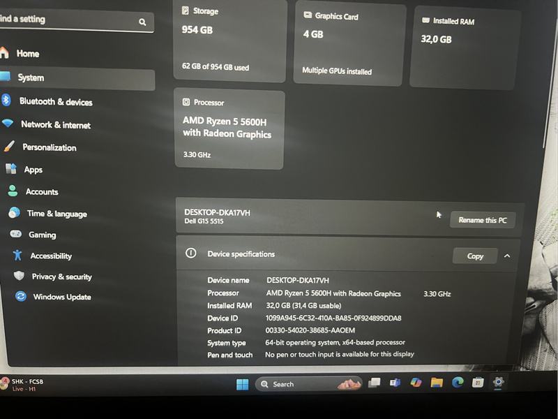 Dell G15 Gaming Laptop  Ryzen 5 5600H | RTX 3050 | 1TB SSD | 32GB RAM