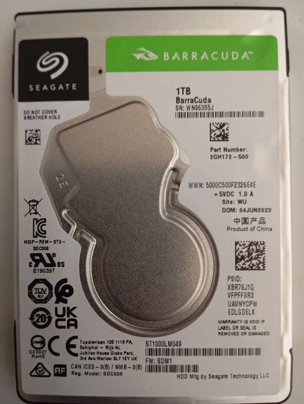 SEAGATE 1TB 2.5inch HARDDRIVE 7200RPM