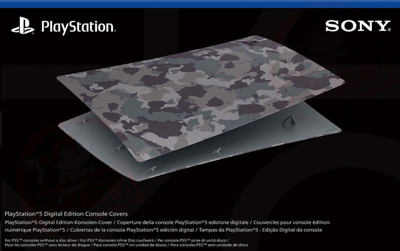 PlayStation 5 Digital Edition Console Cover Grey Camouflage