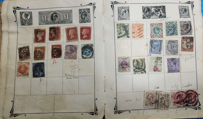 Stanley Gibbons Early 1900's Stock Book (Old & Well Used) with World Hinged - Unchecked