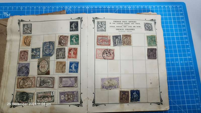 Stanley Gibbons Early 1900's Stock Book (Old & Well Used) with World Hinged - Unchecked