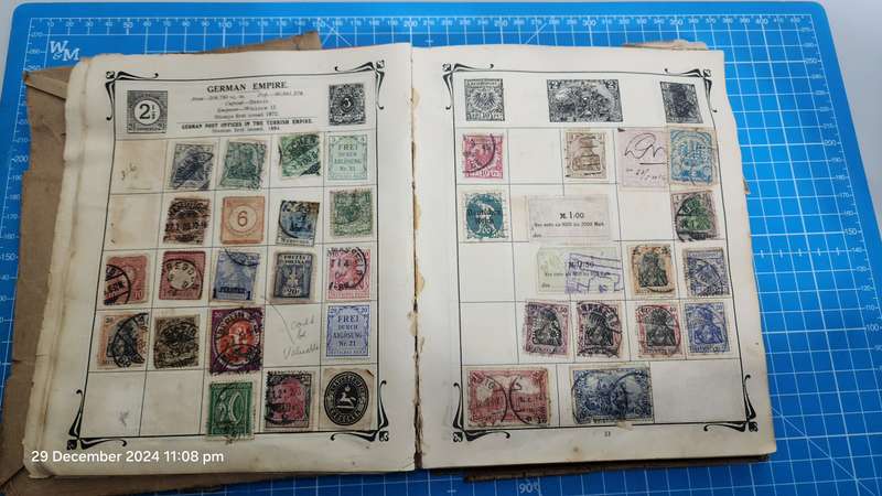 Stanley Gibbons Early 1900's Stock Book (Old & Well Used) with World Hinged - Unchecked