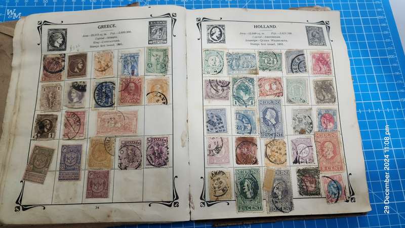 Stanley Gibbons Early 1900's Stock Book (Old & Well Used) with World Hinged - Unchecked