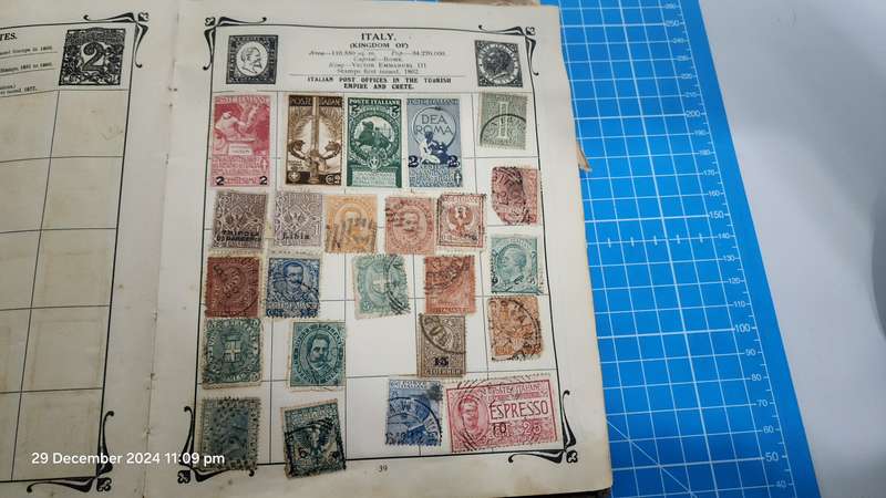 Stanley Gibbons Early 1900's Stock Book (Old & Well Used) with World Hinged - Unchecked