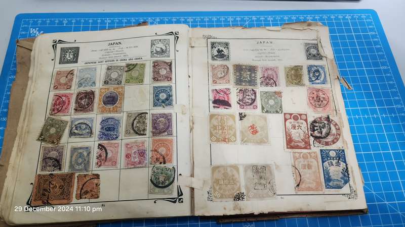 Stanley Gibbons Early 1900's Stock Book (Old & Well Used) with World Hinged - Unchecked