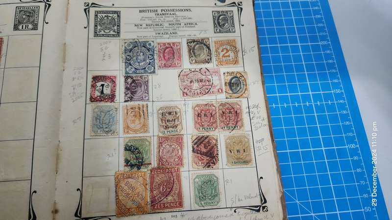 Stanley Gibbons Early 1900's Stock Book (Old & Well Used) with World Hinged - Unchecked