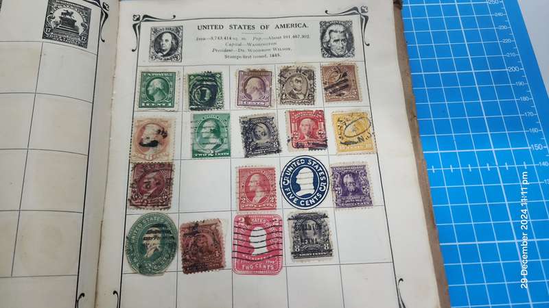 Stanley Gibbons Early 1900's Stock Book (Old & Well Used) with World Hinged - Unchecked