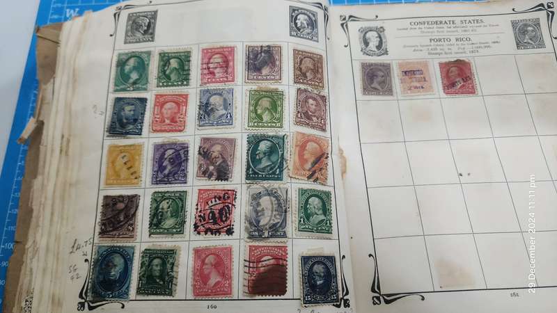 Stanley Gibbons Early 1900's Stock Book (Old & Well Used) with World Hinged - Unchecked