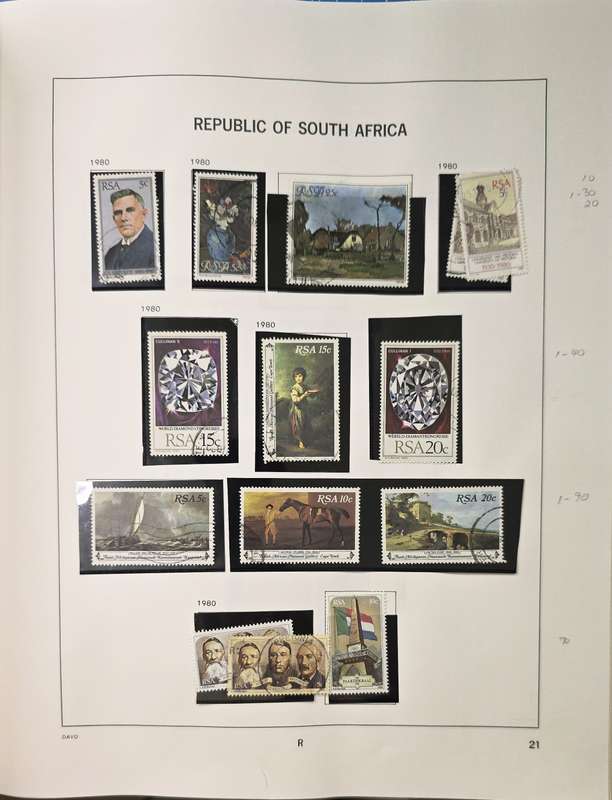 Davo Stamp Album: RSA 1910-1987 (Pre-printed for Hinges) - Album still good with some sets.
