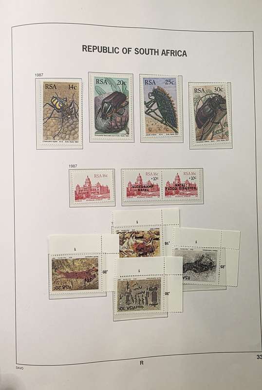 Davo Stamp Album: RSA 1910-1987 (Pre-printed for Hinges) - Album still good with some sets.