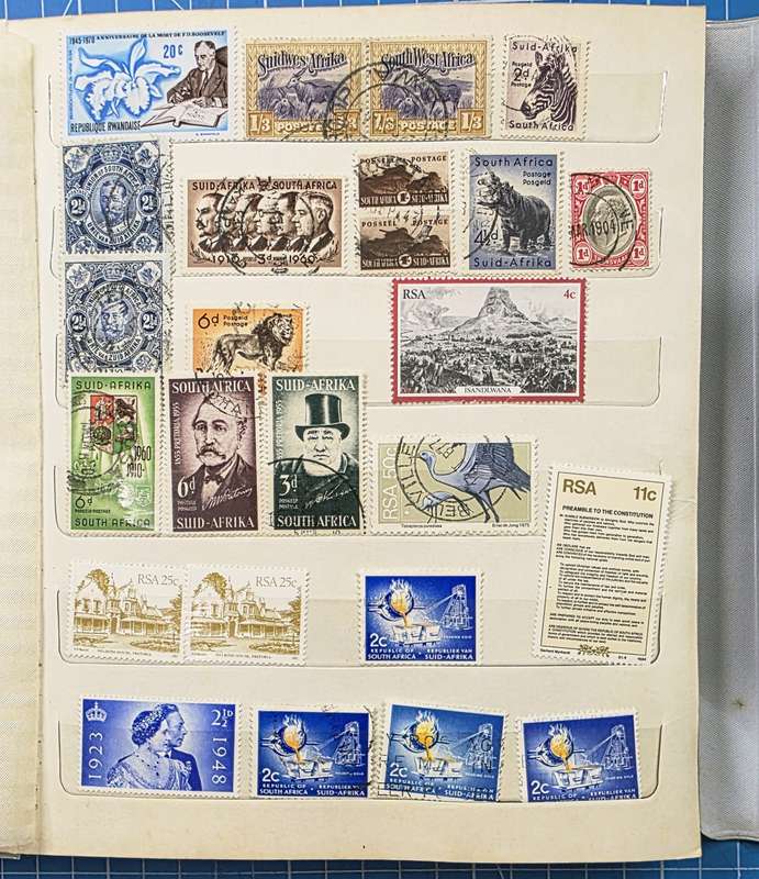 Stock Book: Old small 8 page White with various used