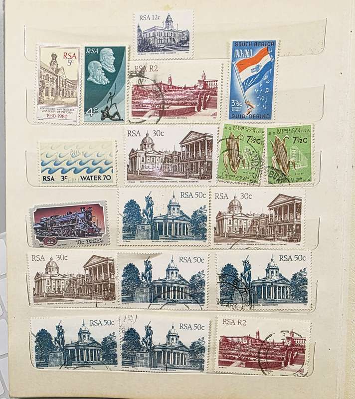 Stock Book: Old small 8 page White with various used