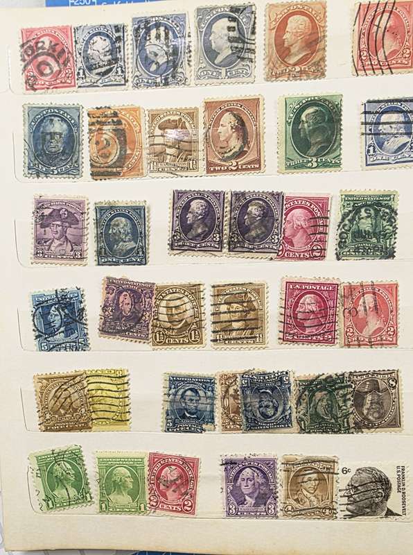 Stock Book: Old small 8 page White with various used