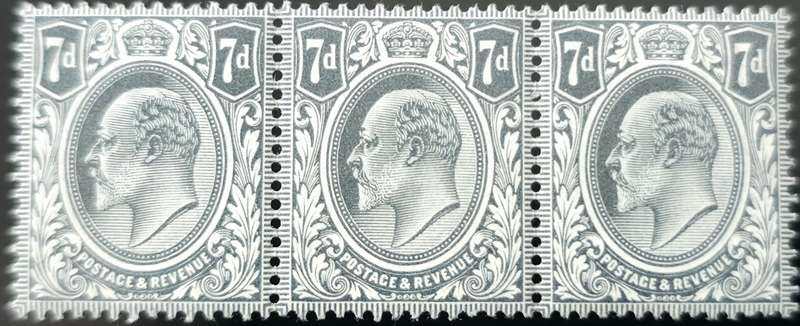 Britain 1903-1910: King Edward VII -3 pair of 7d UMM with rare color variety - **Superb**: Scott 145