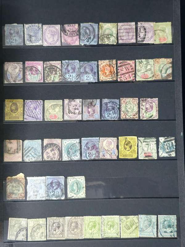 Stock Book: Old 30 black page/60 sides with Used UK Mix. Very nice with Finds Possible