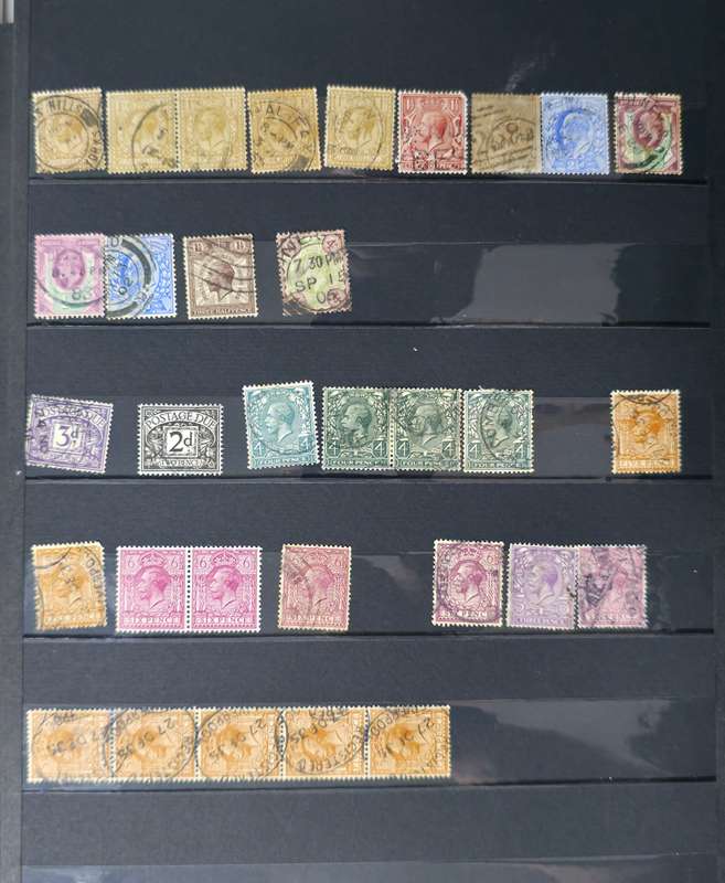 Stock Book: Old 30 black page/60 sides with Used UK Mix. Very nice with Finds Possible