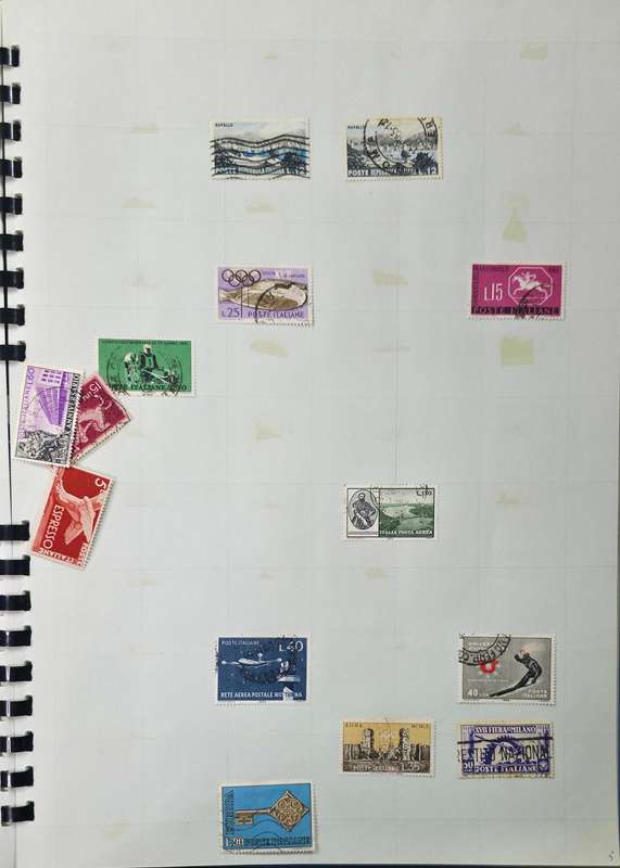 Blue Scrap Book with Hinged World Stamps - Nice Starter with Finds Possible