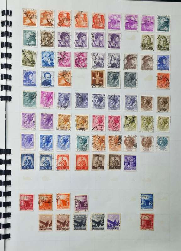 Blue Scrap Book with Hinged World Stamps - Nice Starter with Finds Possible