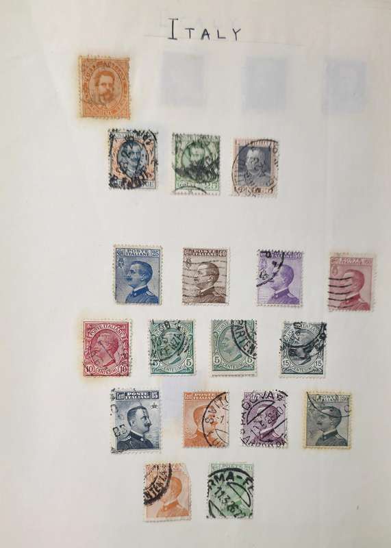 Blue Scrap Book with Hinged World Stamps - Nice Starter with Finds Possible