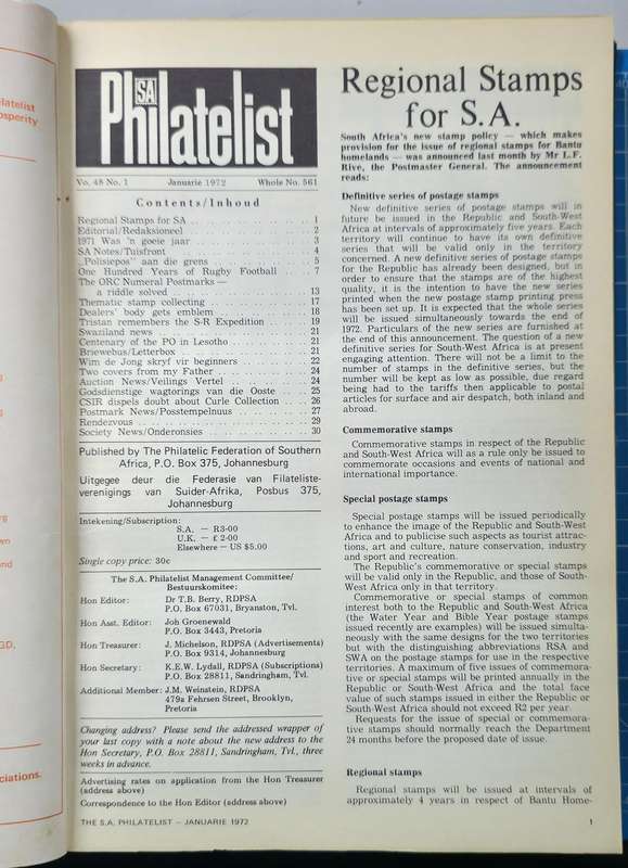SA Philatelist 1972: Bound Copy with 1972 Year Issues - Nice for the Bookshelf