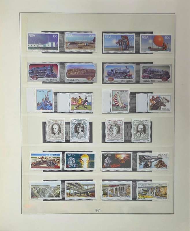 Stamp Album: Union and RSA - Unsorted Pages (Hinge-less) - Mostly Empty with some Mint/ Used Sets.