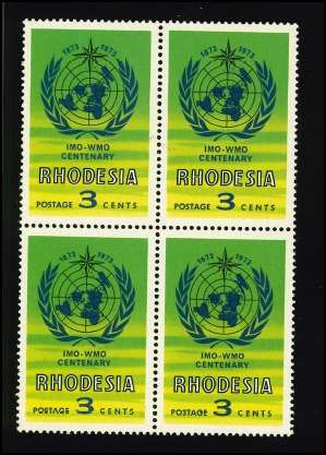 Rhodesia - 1973 World Meteorological Organisation Centenary MM Blocks of Four (SACC 243-245)