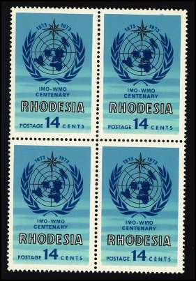 Rhodesia - 1973 World Meteorological Organisation Centenary MM Blocks of Four (SACC 243-245)