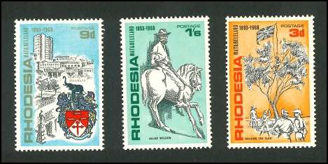 Rhodesia - 1968 75th Anniversary of Matabeleland MM Set - SACC 184-186 (See Scans)
