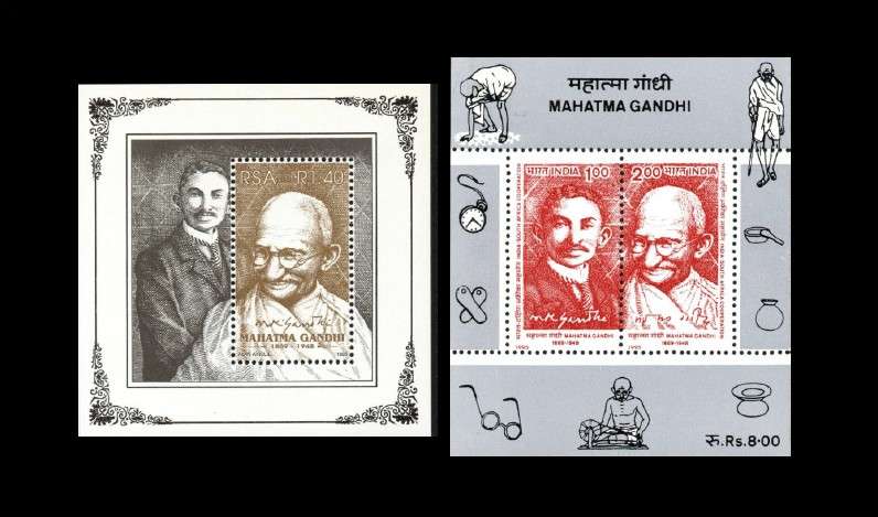 RSA 1995: Gandhi Mini Sheet with Extra India Sheet Added (Rare) - UMM: SACC 918