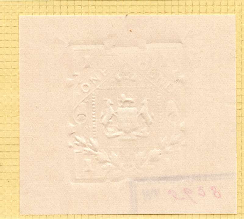British South Africa Company £1 Embossed Revenue Stamp used between 1889 and 1924. Scarce!
