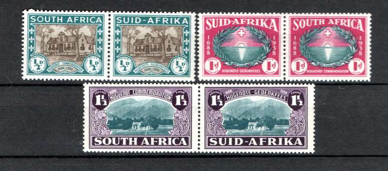 Union of South Africa 1939: 250th Anniversary Huguenot Landing - LMM: SACC 81-83