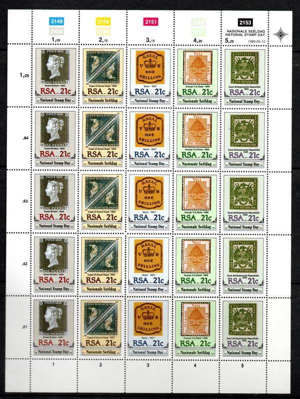 RSA 1990: National Stamp Day - UMM Full Sheet: SACC 722-726