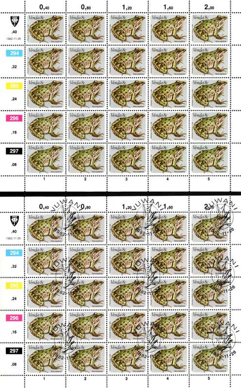 Venda 1982: Frogs: Full Sheets UMM/CTO: SACC 67-70