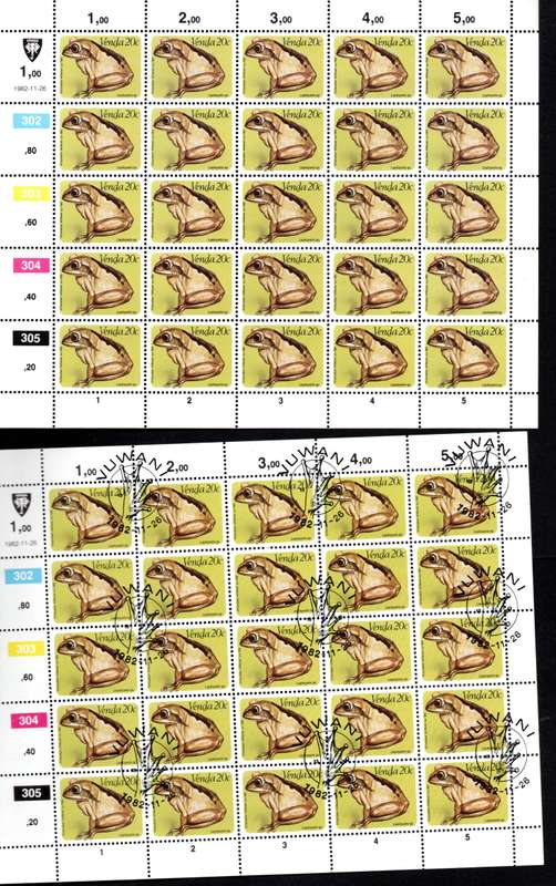 Venda 1982: Frogs: Full Sheets UMM/CTO: SACC 67-70